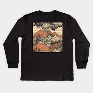 Mountains Painting Japan Kids Long Sleeve T-Shirt